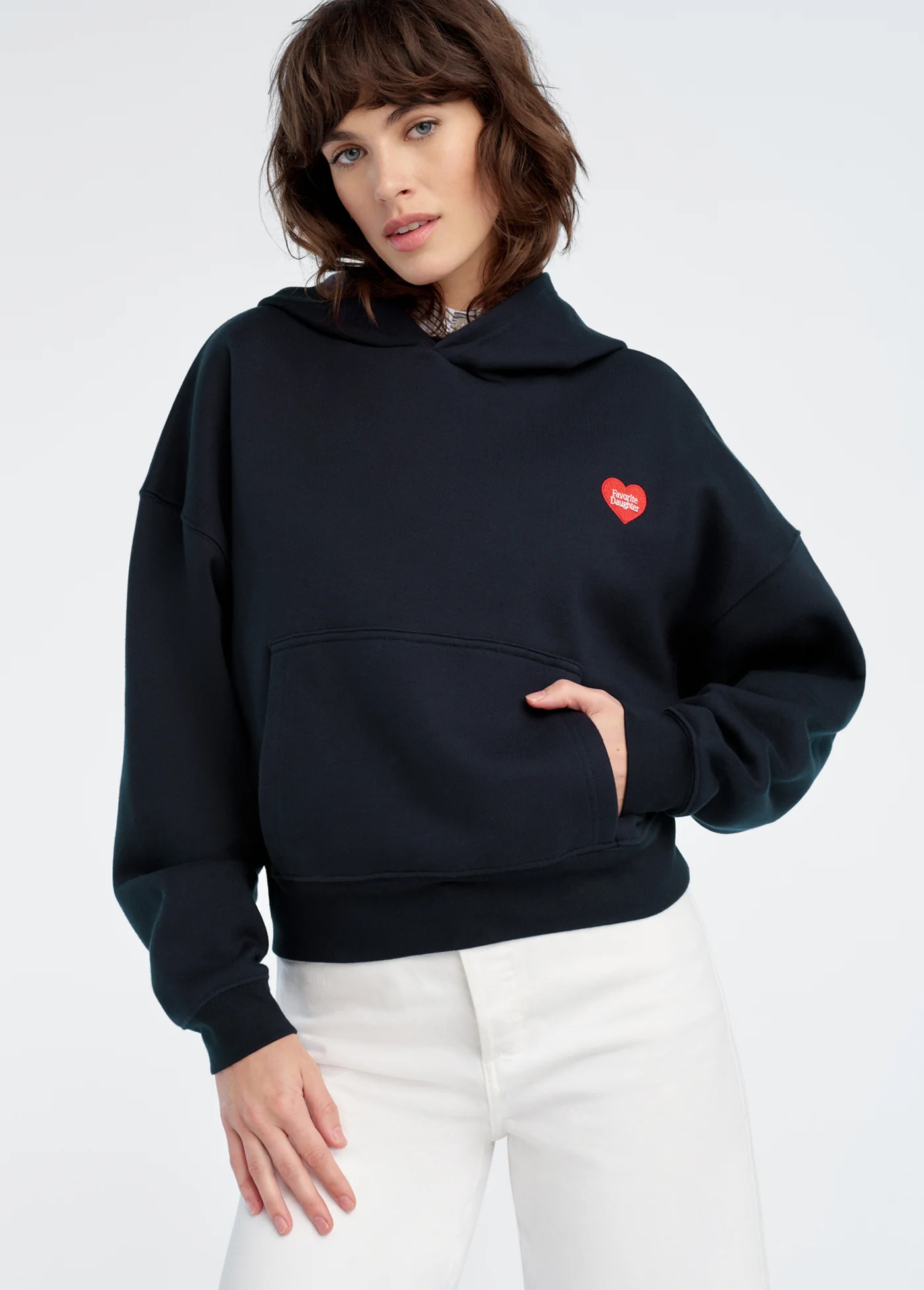 THE FAVORITE DAUGHTER HEART EMBROIDERED HOODIE