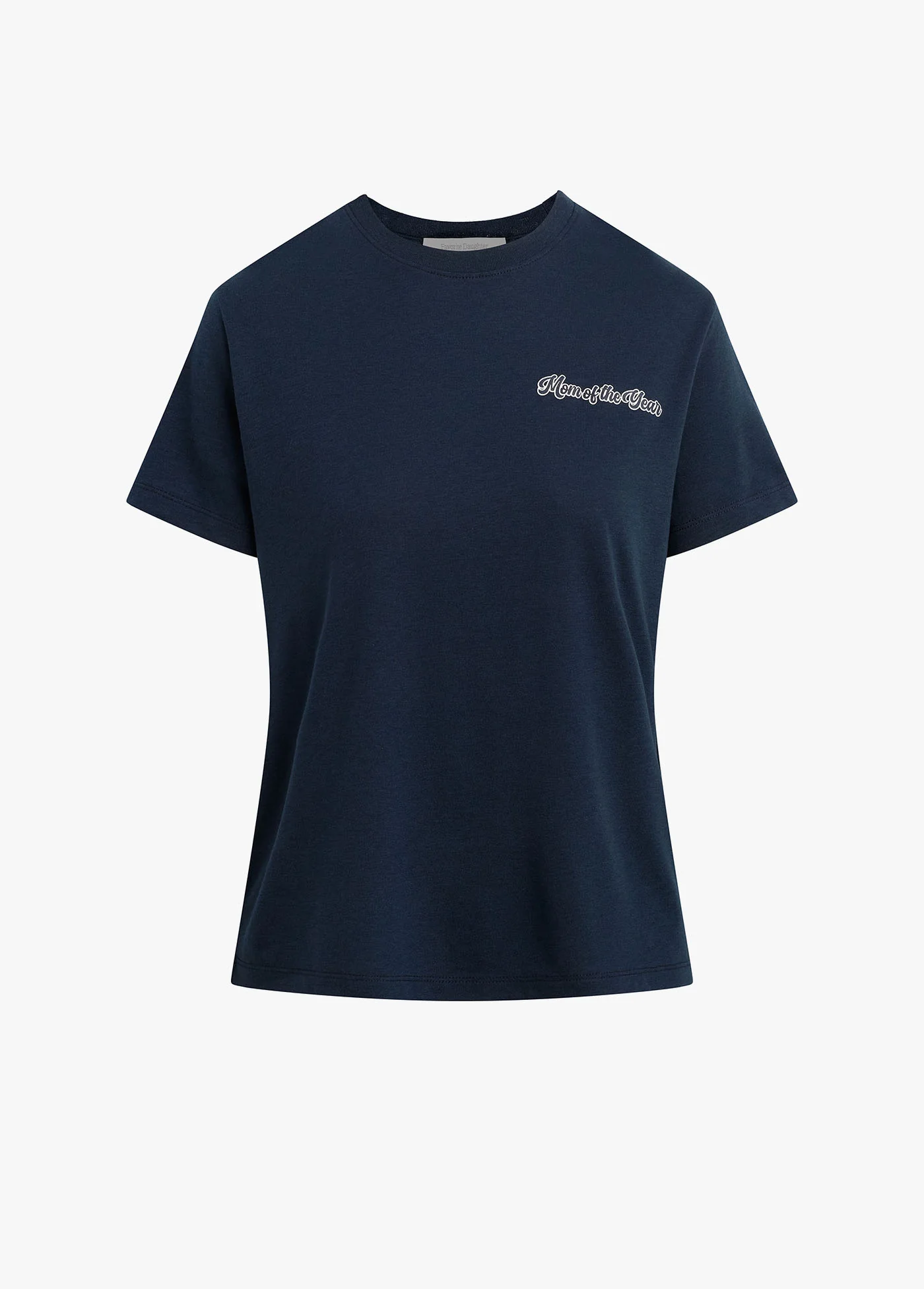 THE MOM OF THE YEAR VARSITY CHEST LOGO TEE
